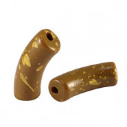 Acryl tube kraal 34x11mm shiny Brown-gold